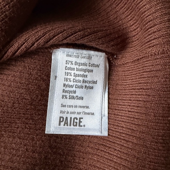 PAIGE Sundara Slim Chocolate Brown Long Sleeve Organic Cotton Midi Dress-S - Picture 13 of 16